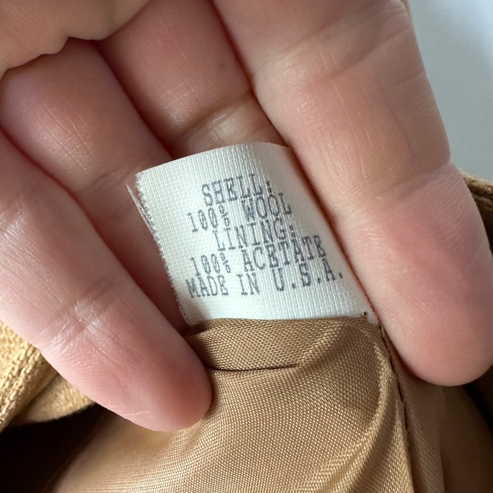 Vintage 100% Wool Safari Blazer Women's 6 Camel Tan‎ Utility Jacket Made in USA - Picture 7 of 9